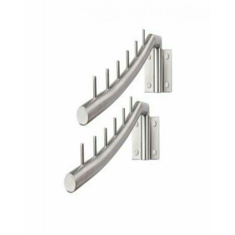 Pack Of 2 - Stainless Steel Wall-Mounted Clothes Hanger - Silver